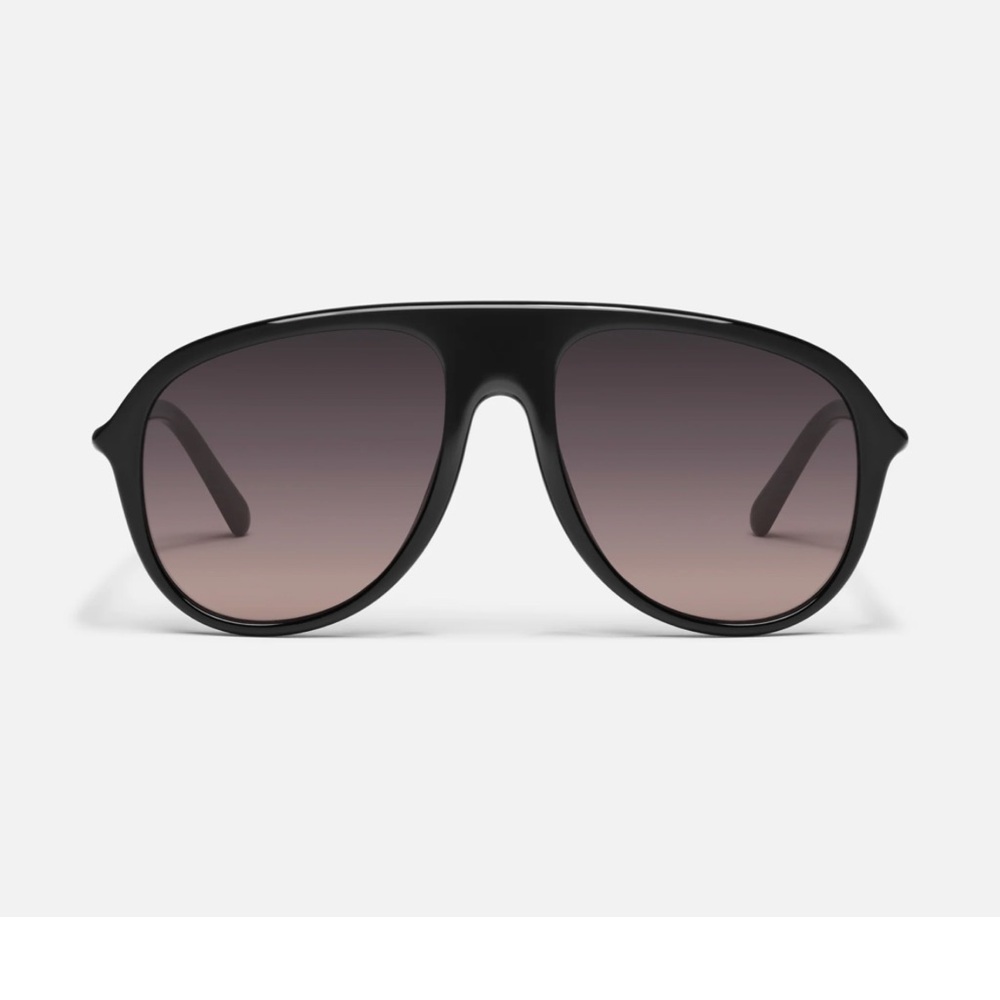 Quay Australia Chart Topper Black Sunglasses with Smoke Taupe Lenses